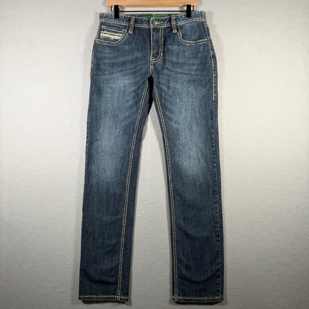 Rock & Roll Denim Rifle Mens Skinny Fit Straight Boot Dark Wash Jeans 32x32